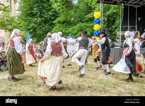 Swedish Folk Dance During National Day Celebration In The Olai Park Of Norrkoping Norrkoping Is