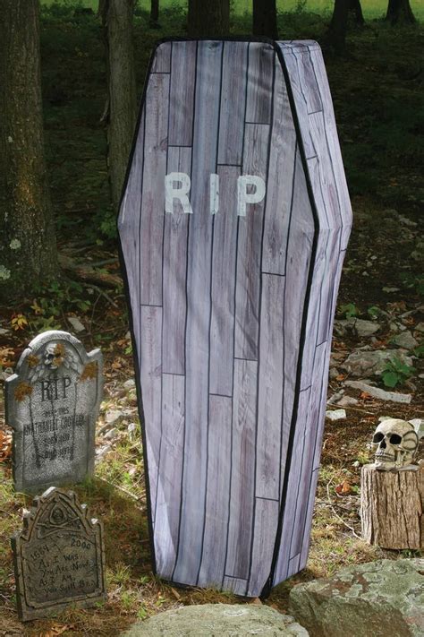 Coffin With Lid Wooden Look Halloween Prop Lifesize Decoration Haunted House For Sale Online