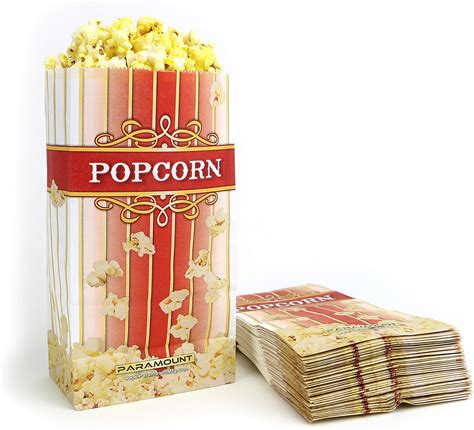 100 Popcorn Bags Small Standalone Flat Bottom Paper Bag Style By