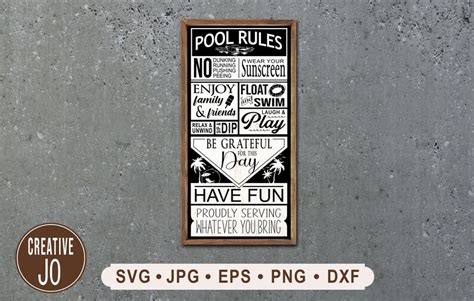 Pool Rules Sign Svg Poolside Sign Svg Swimming Pool Rules Graphic