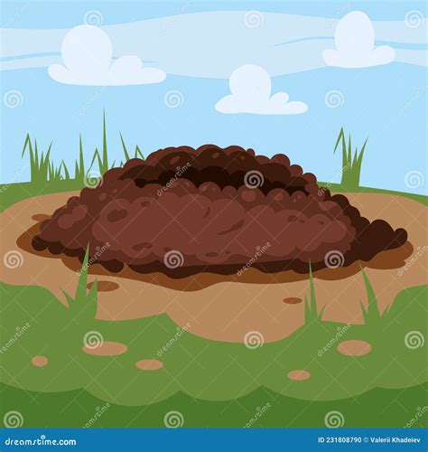 Hole Animal In The Ground Burrow Pile Dirt Vector Illustration