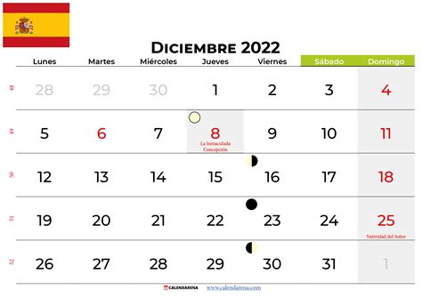 Calendario Diciembre 2022 España Para Imprimir