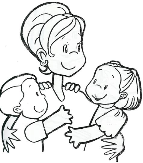 Dibujo Para El Día De La Madre De Una Madre Con Sus Hijos 2020