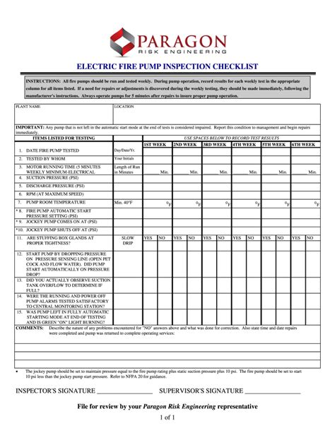 Fire Pump Testing Checklist Fill Out And Sign Online Dochub