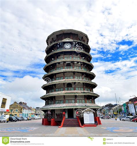 The leaning tower of teluk intan is a clock tower in teluk intan, hilir perak district, perak, malaysia. The Leaning Tower Of Teluk Intan Stock Photo - Image: 59905873