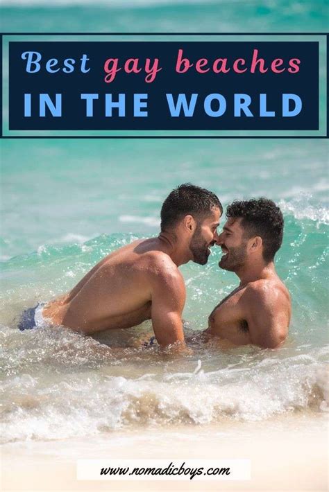 Two Men Kissing In The Ocean With Text Overlay Saying Best Gay Beaches