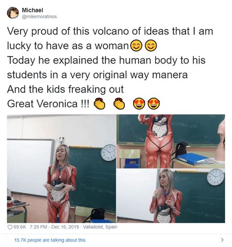 Teacher From Spain Wearing An Anatomy Bodysuit To Show The Bodys Organs