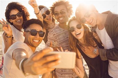 Group Of Multiracial Happy Friends Taking Selfie And Having Fun Happy Friends Photography