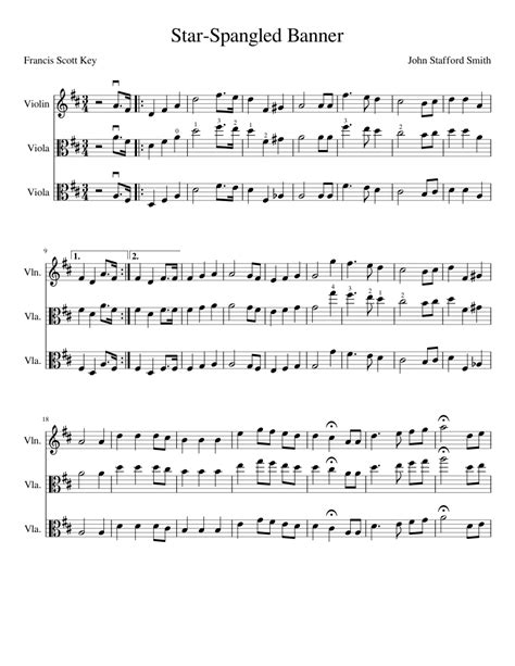 Star Spangled Banner Sheet Music For Violin Viola Download Free In Pdf