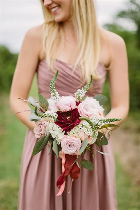 September Wedding Dusty Rose Bridesmaid Dresses With Burgundy And Blush