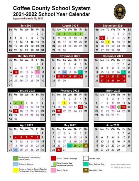 Coffee County Schools Calendar 2021 And 2022