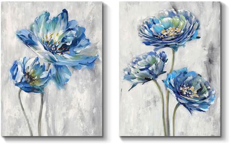 Tar Tar Studio Blue Flower Artwork Canvas Picture Floral