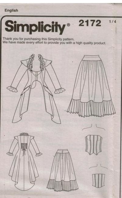 simplicity pattern 2172 steampunk victorian titanic designer costumes misses sizes 6 12