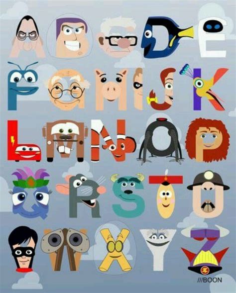 Disney Abc Disney Alphabet Pixar Characters Pixar