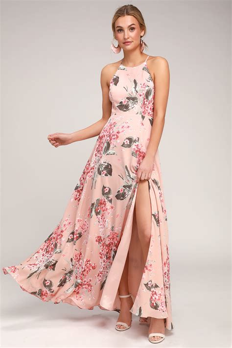 Lovely Blush Floral Print Dress Sleeveless Dress Maxi Dress Lulus