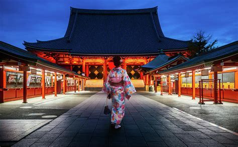 Japanese Lady In Kimono Dress Walking In Sensoji Temple Photograph By Anek Suwannaphoom Fine