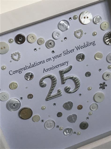 Silver Wedding Anniversary Button Art T Handmade Heart Etsy