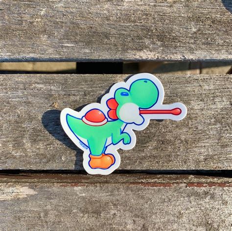 Yoshi Licking Vinyl Sticker Mario Nintendo Etsy