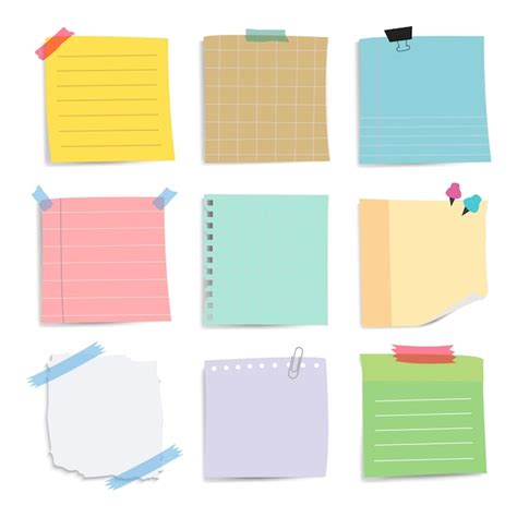 Free Vector Blank Reminder Paper Notes Set