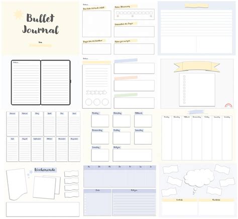 Bullet Journal Vorlage PDF für GoodNotes etc Projekt Vorlage
