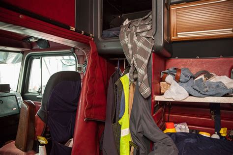 photos from inside the cabs of long distance truckers trucker tool bench cab