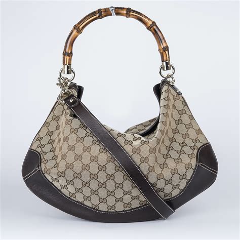 Gucci Peggy Hobo Bag Gg Canvas And Bamboo