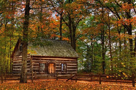 Log Cabin In Autumn Color Photograph By Richard Gregurich