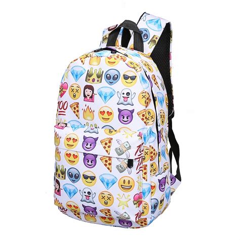 Lovely 3d Printing Backpack Women Cute 3d Smiley Emoji Face Print Nylon