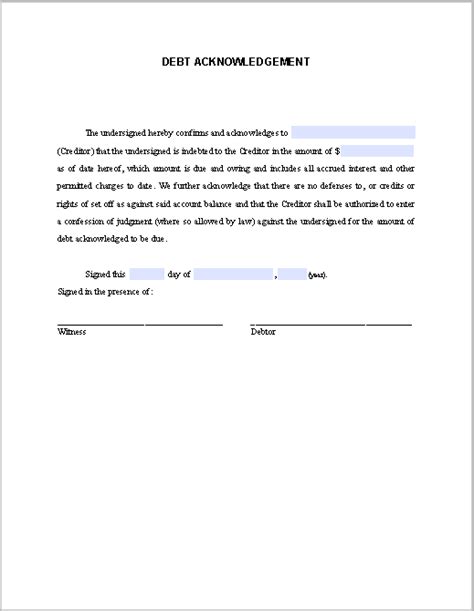Business acknowledgement letter samples to spark your ideas. Debt Acknowledgement Letter Sample - Free Fillable PDF Forms