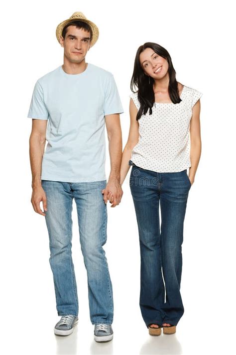 Young Casual Couple Standing Stock Image Image Of Modern Jeans 26314161