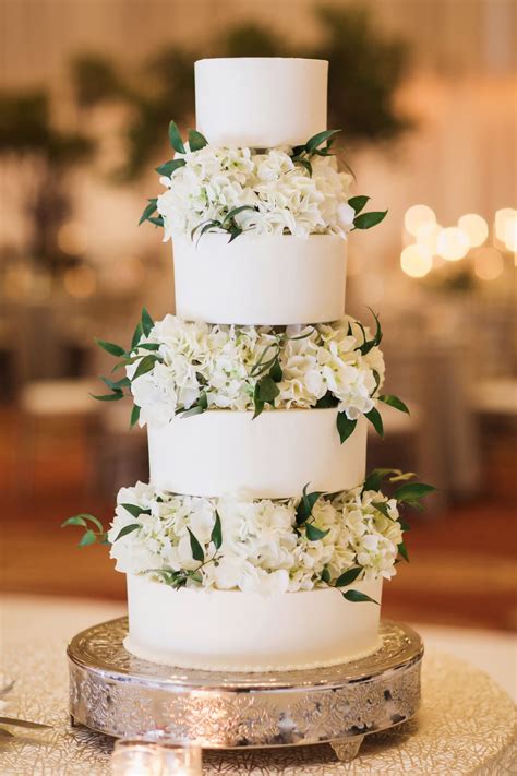 Four Tier Wedding Cake With Hydrangea Layers Wedding Cake Hydrangea Tiered Wedding Cake