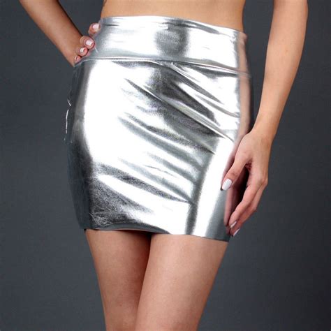 women s shiny metallic liquid latex stretch mini skirt clubwear new sz s m l ebay