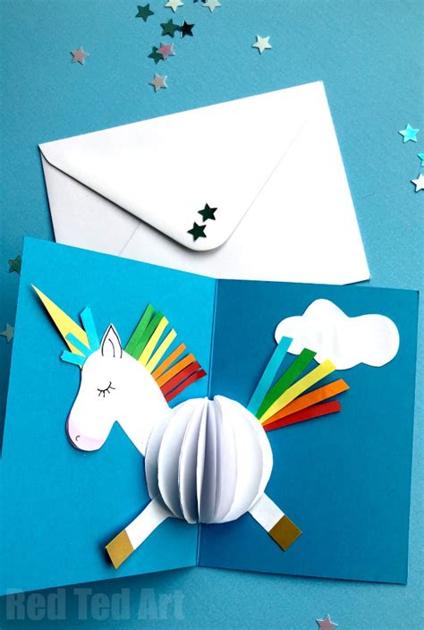 Inspirational designs, illustrations, and graphic elements from the world's best designers. 3D Unicorn Card DIY - Red Ted Art - Make crafting with kids easy & fun