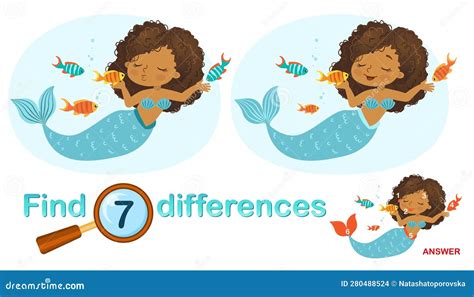Logical Game For Children Education Find The Differences In The