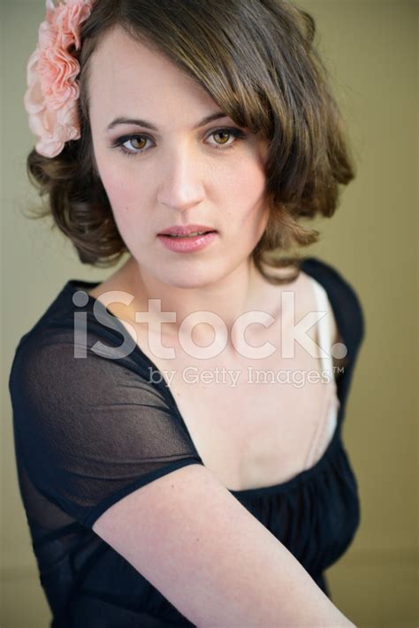 Glamour Portrait Of Real Woman In Her Thirties Vertical Stock Photo