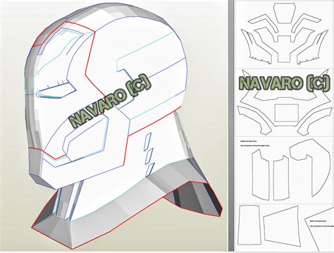 Free Papercraft Template Iron Man Helmet Template Pepakura