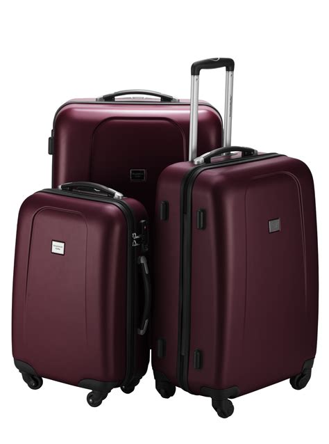 Set Of 3 Hard Shell Suitcases Hardcase Luggage Case Bag Burgundy Red