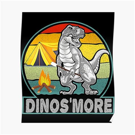 Funny Dinosmore Camping Dinosaur Camp Smore Dino Campfire Poster For