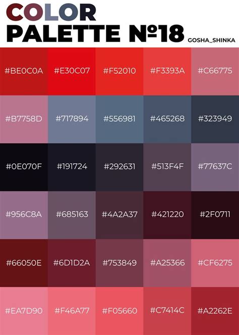 Color Palette For Procreate And Design Color Names Chart Hexadecimal