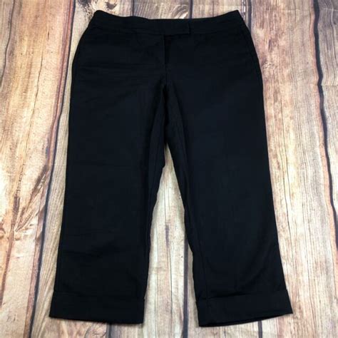 Ann Taylor Signature Pants Womens Size 8 Black Capri Stretch Cuffed Ebay