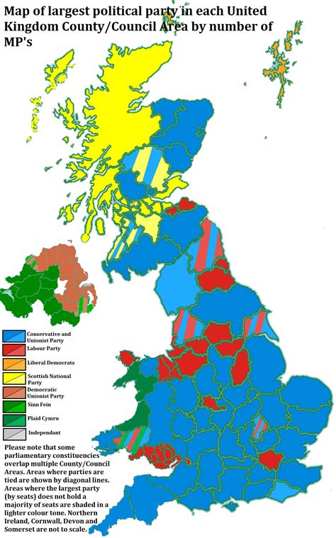 Map Of Largest Political Party In Each United Kingdom Countycouncil