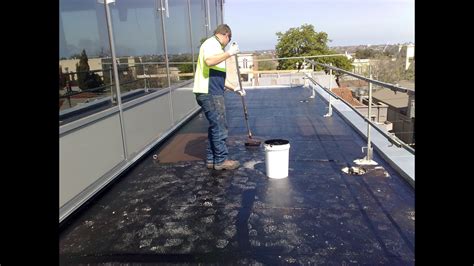 Waterproofing Flat Concrete Roof Using Liquid Rubber Youtube