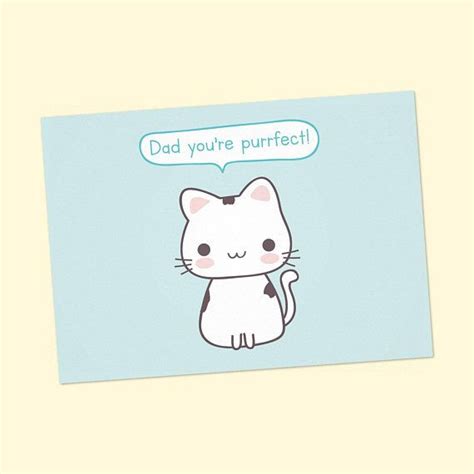 Printable Fathers Day Card Dad Youare Purrfect For Cat Dad Funny
