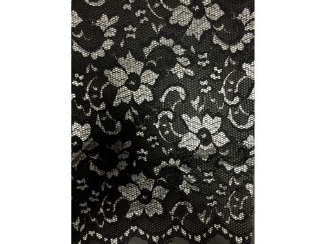 Lace Scalloped Floral Stretch Lycra Fabric- Black/Silver Q615 BKSLV