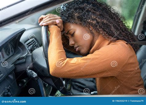 Stressed Black Woman Driving Her Car Stock Image Image Of Negative