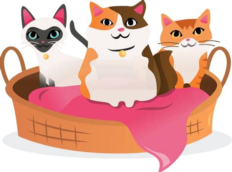 Cartoon Three Cats In Pet Bed 2004463 Vector Art At Vecteezy