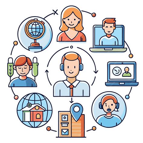 Teamwork and Remote Work Illustration Virtual Collaboration and Office