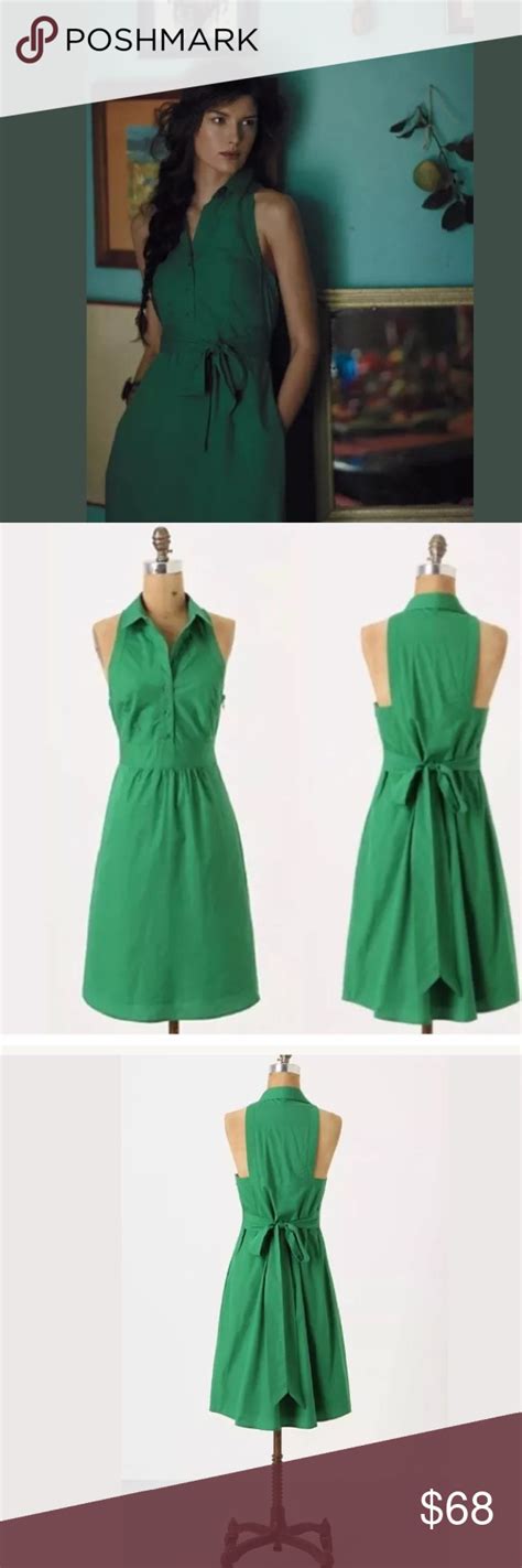 Anthropologie Maeve Green Sleeveless Dress Dresses Sleeveless Dress
