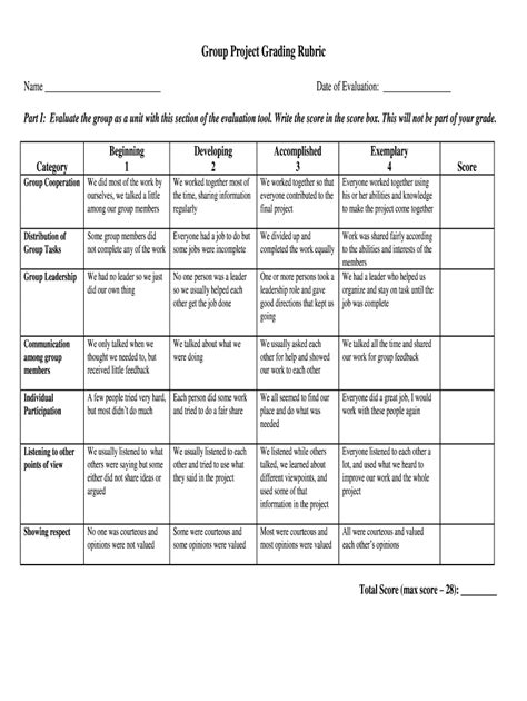 Rubric Template Complete With Ease Airslate Signnow
