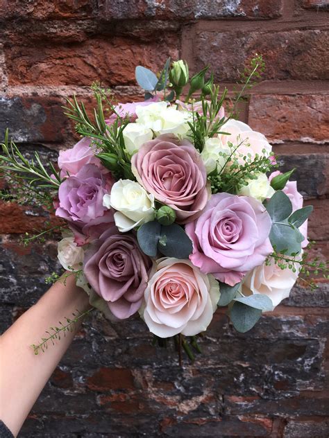 Bridal Bouquet Muted Lilac Tones Ivory And Lilac Flowers Ocean Song